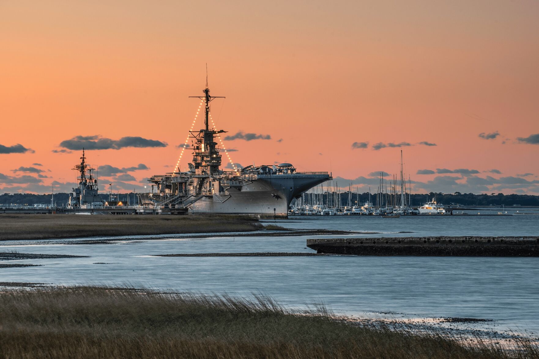 USS Yorktown at sunrise